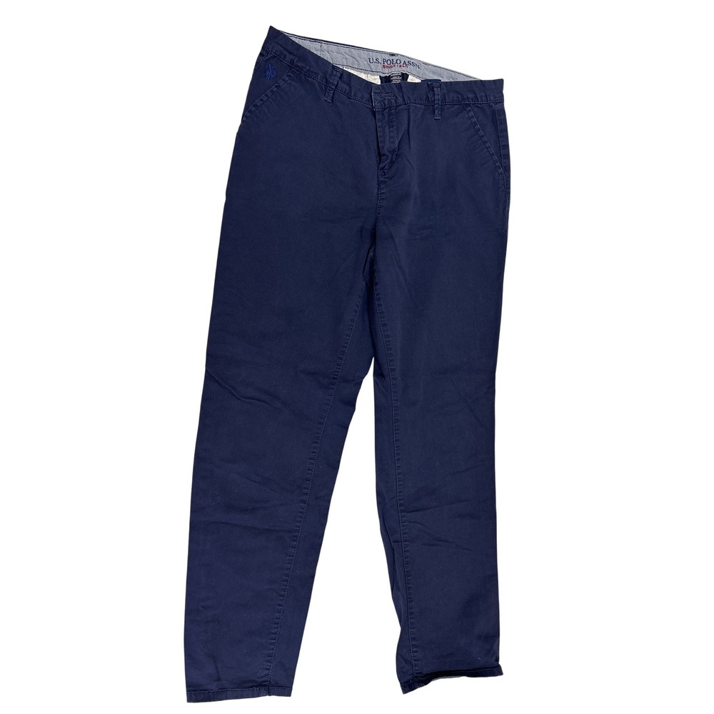 US Polo Assn Mens Navy Blue Chino Pants Size 10 Regular Stretch Cotton